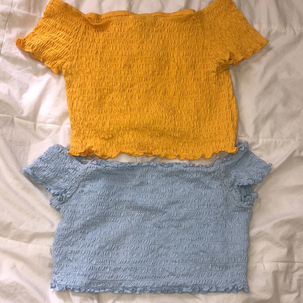 Ruffle Off the Shoulder Two Pack Crop Tops